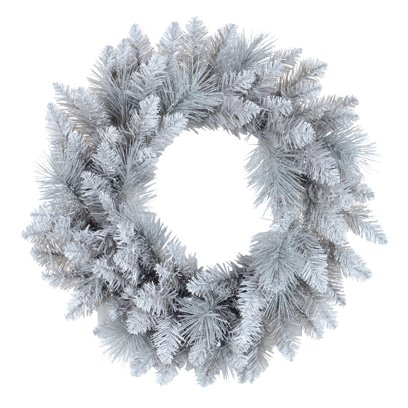 Mr Crimbo Christmas Wreath Silver Glitter Frosted Pine 20" - MrCrimbo.co.uk -XS6432 - -Decorations